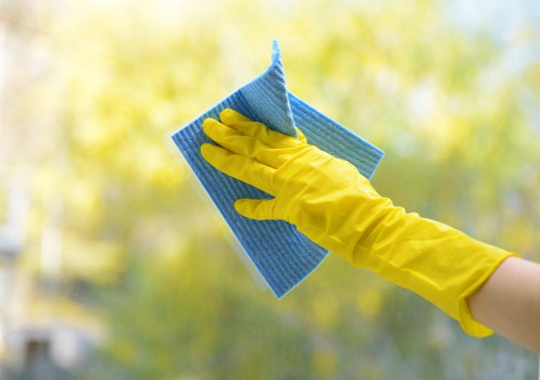 Carpet cleaning technician preparing equipment before a service visit
